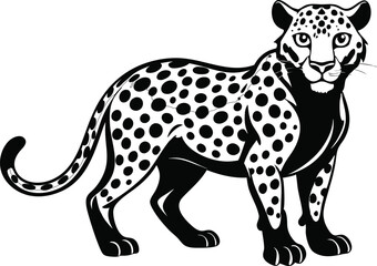 cheetah in black colour line art.eps