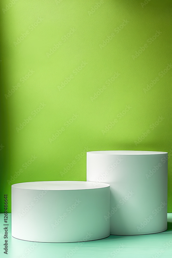 Aufkleber minimalist podium mock-up with geometry platform design green background studio environment modern c