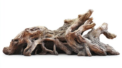 Weathered tree root isolated on white background