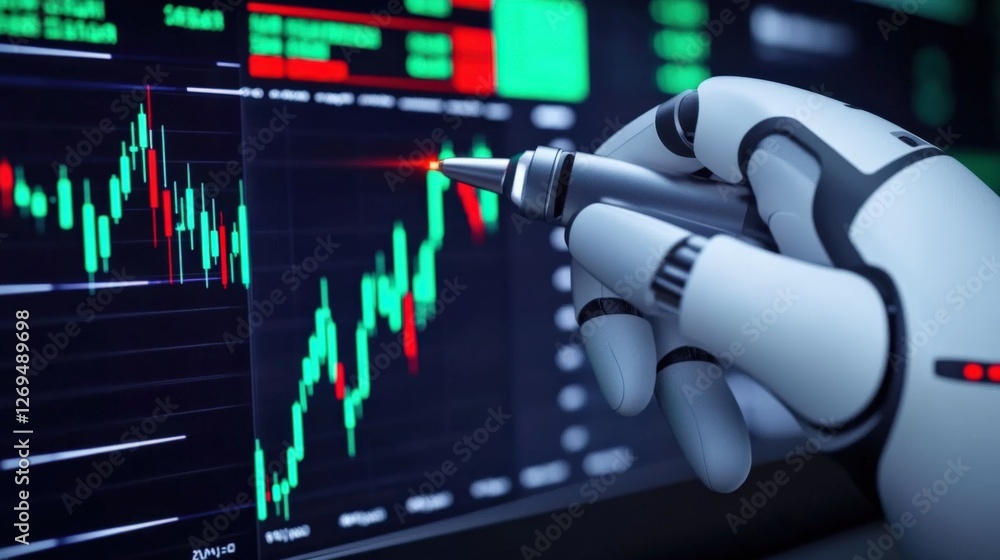 Poster automated trading analysis stock market technology visualization digital environment close-up ai-dri