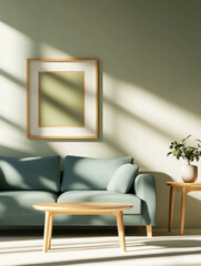 Serene living room scene modern apartment interior design cozy environment natural light aesthetic concept