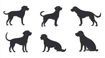 Dog silhouettes various poses