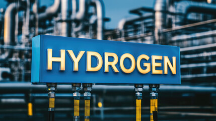 Obraz premium Hydrogen power solution for industrial energy factory environment infrastructure viewpoint sustainable concept