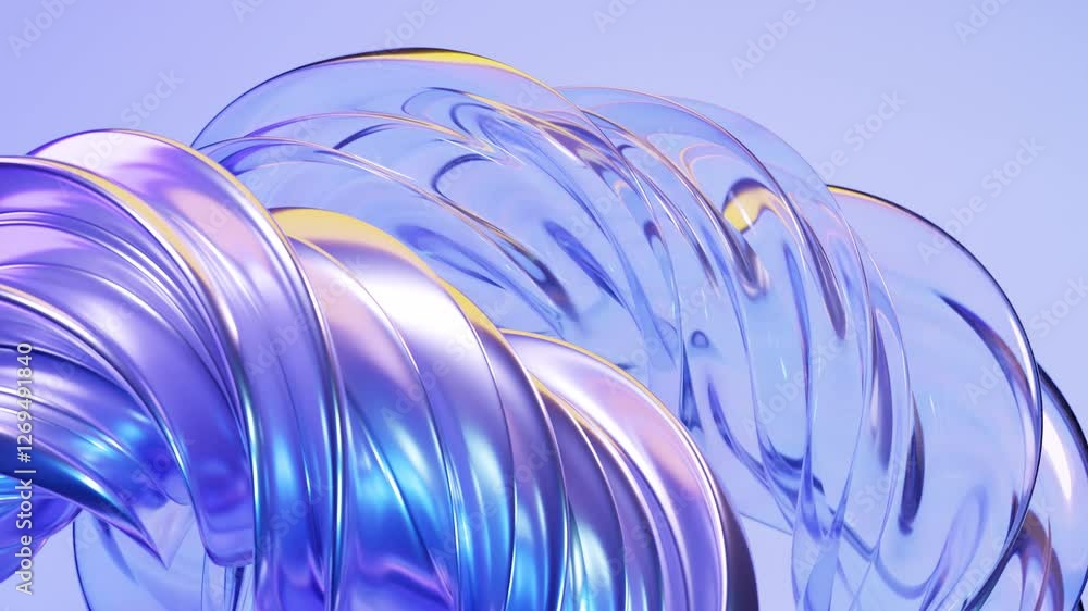 Poster abstract wave loop animation. 3d rendered background, flowing, fluid, twisted shapes with a metallic