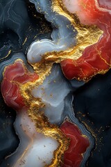 Dramatic Fluidity Layers Flowing, Golden Veins Intertwined in a Dark Artistic Setting