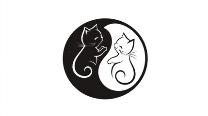 Obraz premium Yin Yang Cats Graphic Design; Black and White Kittens in Balance; Suitable for prints or decor.