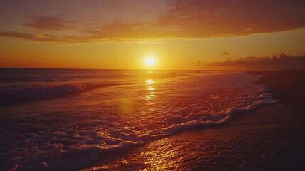 Fototapeta premium Golden Sunset Beach Seascape
