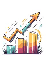Dynamic Chart Ascends Vigorously Showing Upward Growth with Linear Lines on a White Plane
