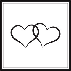Elegant black and white  hearts silhouette