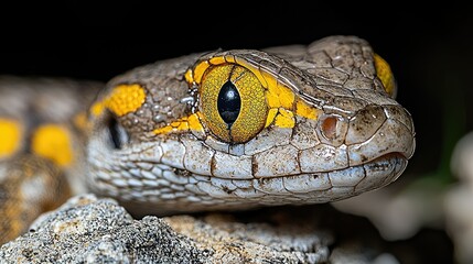 Fototapeta premium Closeup of a lizards head showing yellow markings