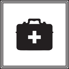 Simple Black and White First Aid Kit Icon