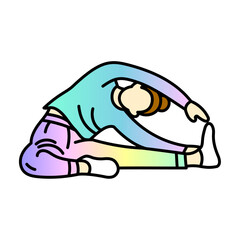 サイドストレッチポーズをする女性のミニマルイラスト