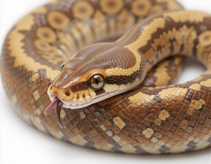 Fototapeta premium Baby Python Coiled with Tiny Flicking Tongue 