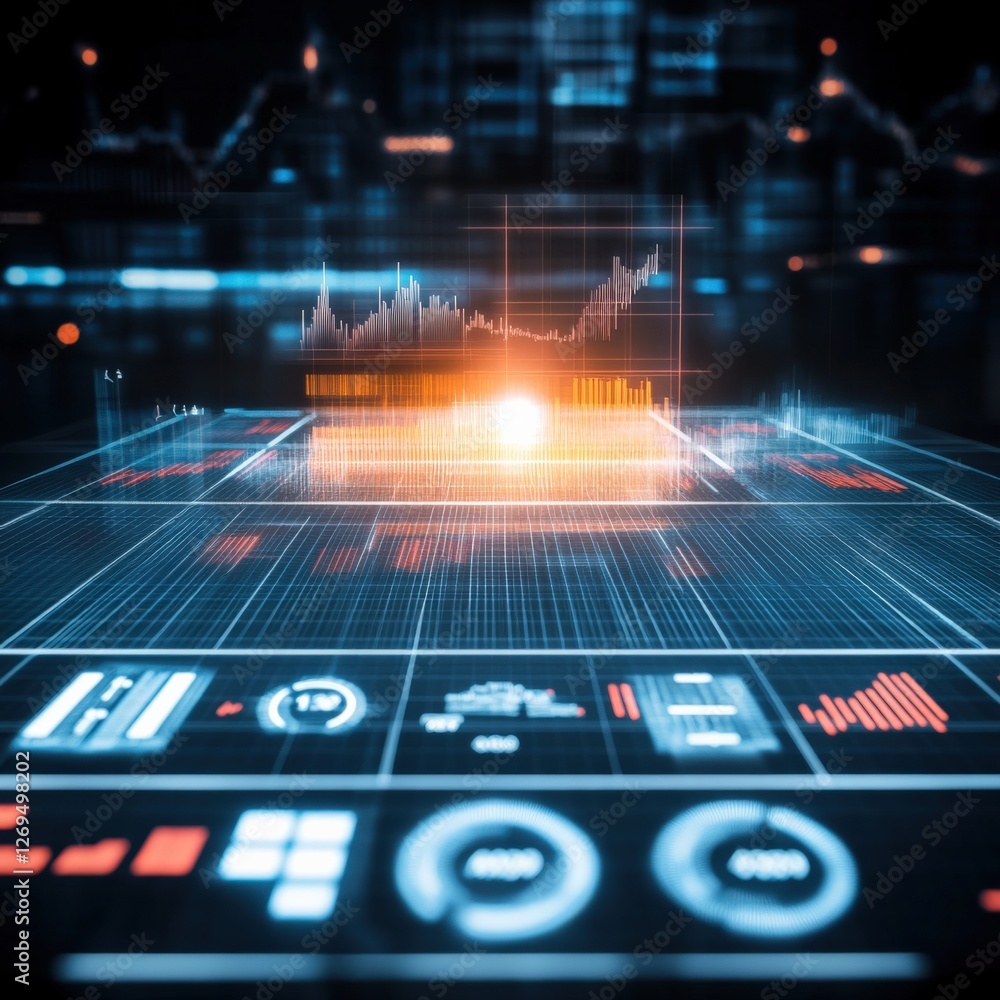 Poster data visualization trends in business analytics digital workspace infographic high-tech environment 