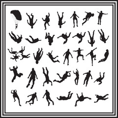 Diverse Skydiving Silhouette Collection for Sports, Action, and Adventure