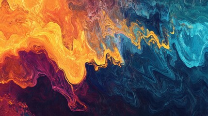 Obraz premium Fire animation in an abstract representation, blending unique colors and surreal effects