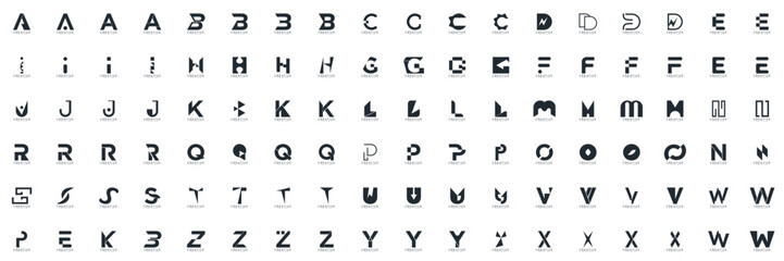collection Abstract logos letters. Geometrical abstract logos. Icon design