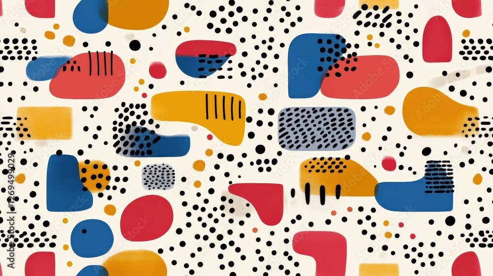Poster colorful abstract pattern featuring dots and circles in modern hand-drawn style for creative design 