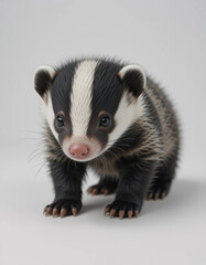 Obraz premium Baby Badger Standing with Tiny Paws and a Curious Look