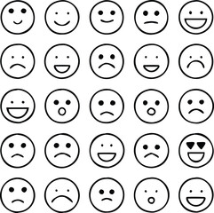 Emoji silhouette of vector Black outline emoticon set isolated on transparent vector and set of smiley faces icons set etc characters