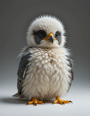 Fototapeta premium Baby Falcon Sitting with Sharp Eyes and Tiny Claws 