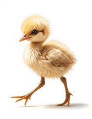 Fototapeta premium Baby Crane Chick Walking with Fluffy Feathers and a Small Beak