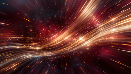 Abstract Dynamic Motion Background With Streaks Of Gold And Red