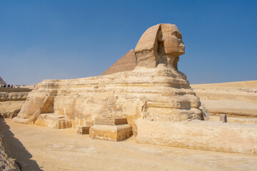 The Giza Necropolis, Famed archaeological site featuring the Great Pyramids, the Great Sphinx and The Great Pyramid of Giza in the desert of Giza, Cairo, Egypt.
