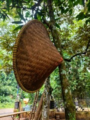 Sunday, February 16, 2025 Karawang Indonesia Hats made of woven bamboo