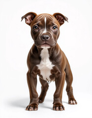 Baby Staffordshire Bull Terrier Puppy Standing with a Muscular Build
