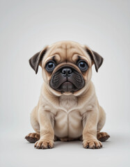 Obraz premium Baby Pug Puppy Sitting with Wrinkled Face