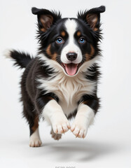 Fototapeta premium Baby Border Collie Puppy Running with Ears Perked Up