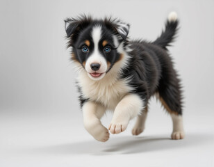 Baby Border Collie Puppy Running with Ears Perked Up