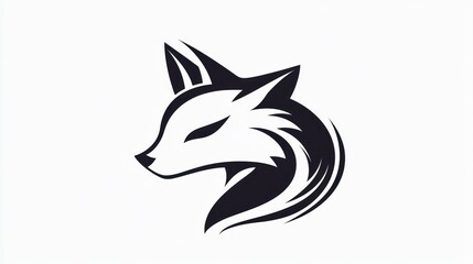 Obraz premium Stylized black and white fox head graphic design