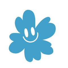 LIGHT BLUE SMILE FLOWER ICON ELEMENT