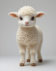 Fototapeta premium Baby Lamb Standing with Soft Wool and Big Gentle Eyes