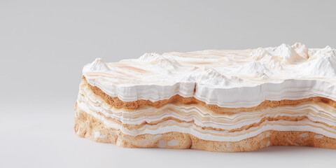 Lithosphere earth layers structure 3d illustration. Planet geology slice scheme. Geography infographics, internal mantle level
