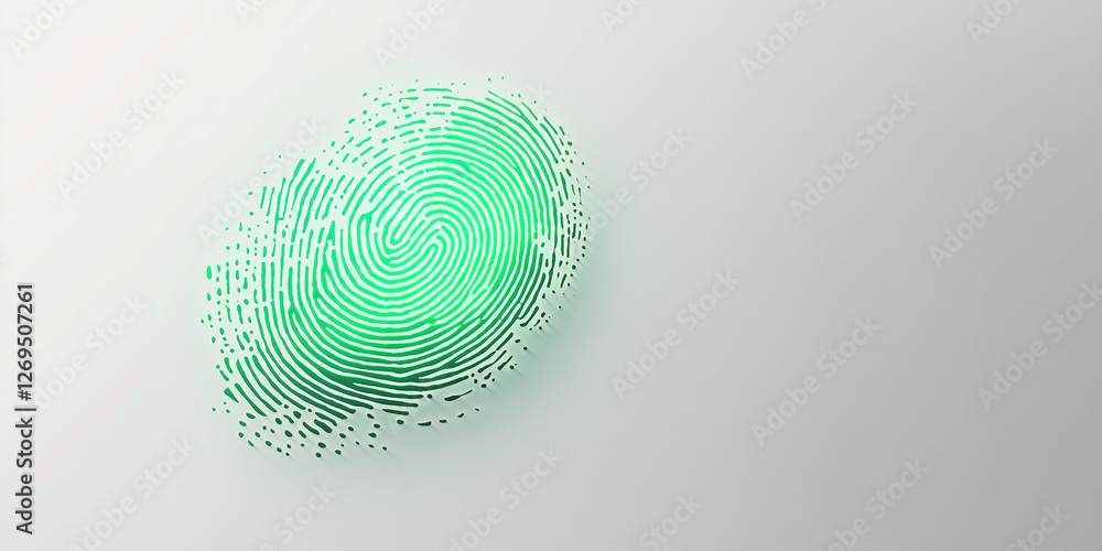 Poster abstract digital fingerprint design in green tones representing identity and security for technology