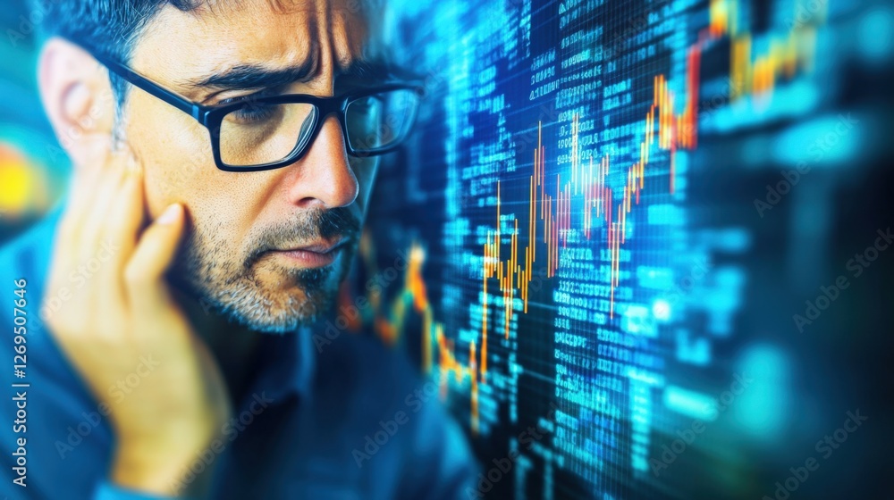 Poster analyzing market trends with advanced data visualization techniques office environment digital conte
