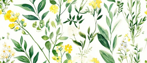 Vibrant floral pattern with yellow flowers.