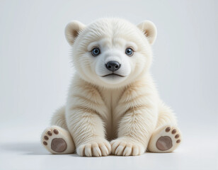 Obraz premium Baby Polar Bear Sitting with Fluffy White Fur and Playful Eyes