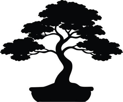 recommend clip art: Bonsai Tree silhouette  simple flat vector
