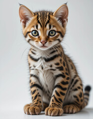 Obraz premium Baby Ocelot Sitting with Patterned Fur and Playful Eyes