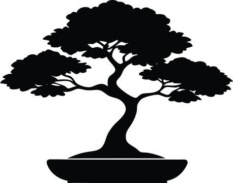 recommend clip art: Bonsai Tree silhouette  simple flat vector