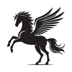 Heroic Pegasus silhouette, a divine force of the heavens - Pegasus illustration - Minimalist Pegasus vector - Mythical creature silhouette
