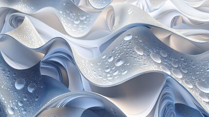 Abstract Deep Blue Swirling Waves with White and Water Droplets Textures
