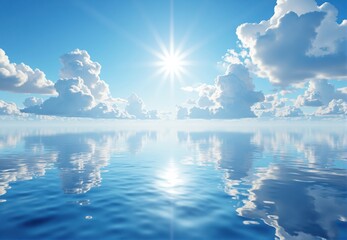 Fototapeta premium An Ocean Reflection of Sun and Clouds