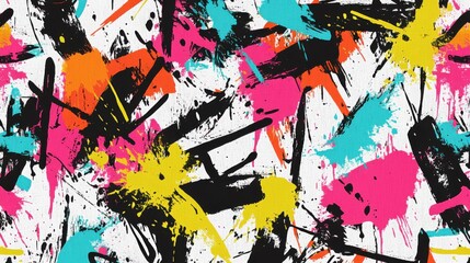 Fototapeta premium Vibrant Graffiti Paint Splatters, Urban Art District, Graphic Design, Modern Environment, Top-Down View, Creative Concept