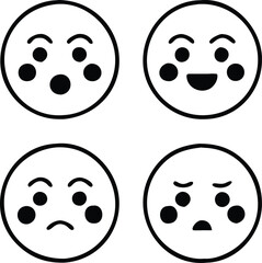 Fototapeta premium Emoji silhouette of vector Black outline emoticon set isolated on transparent vector and set of smiley faces icons set etc characters