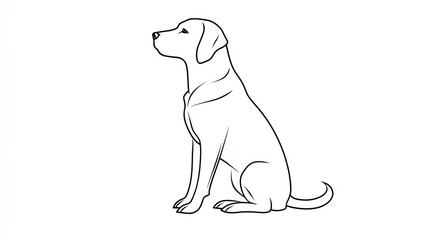 Fototapeta premium Simple line drawing of a seated labrador retriever